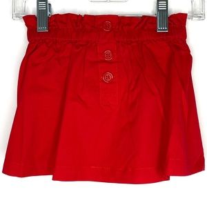 NWT Frenchie Gathered Waist Red Skirt With Burtons